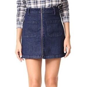 Madewell Dark Wash‎ Denim Zip Front Mini Skirt with Pockets Indigo Blue Size 27